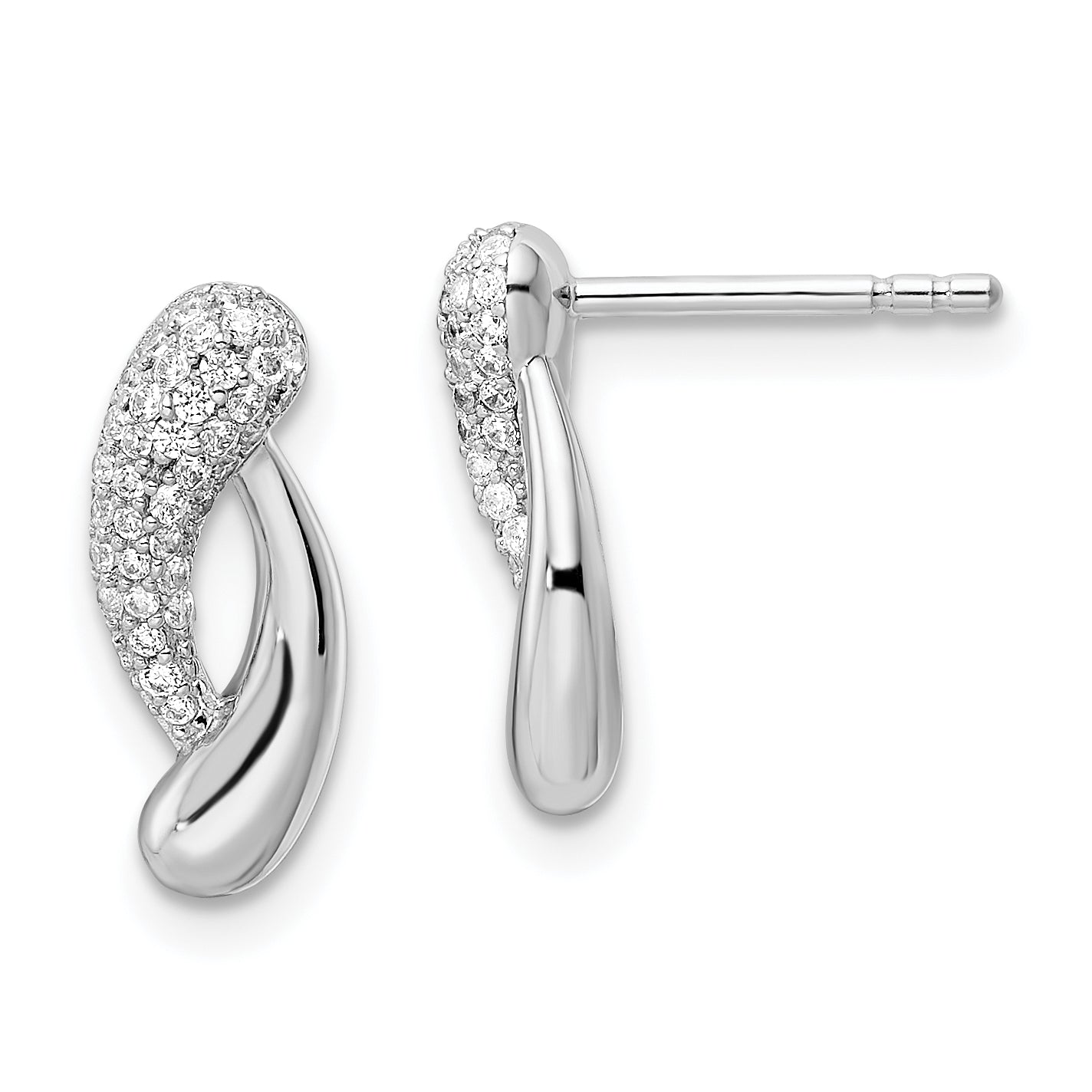 Sterling Silver Rhodium-plated Polished CZ Post Earrings Main image