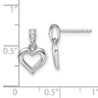 Sterling Silver RH Polished CZ Heart Post Dangle Earrings