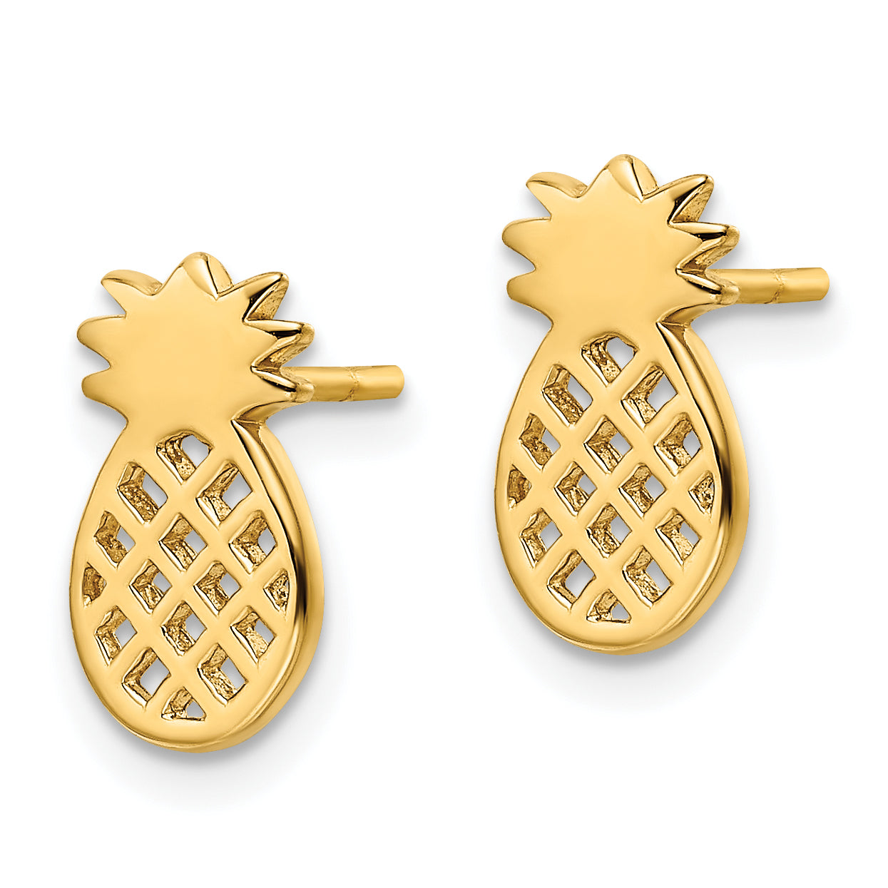 Sterling Silver Gold-plated Pineapple Post Earrings Secondary image