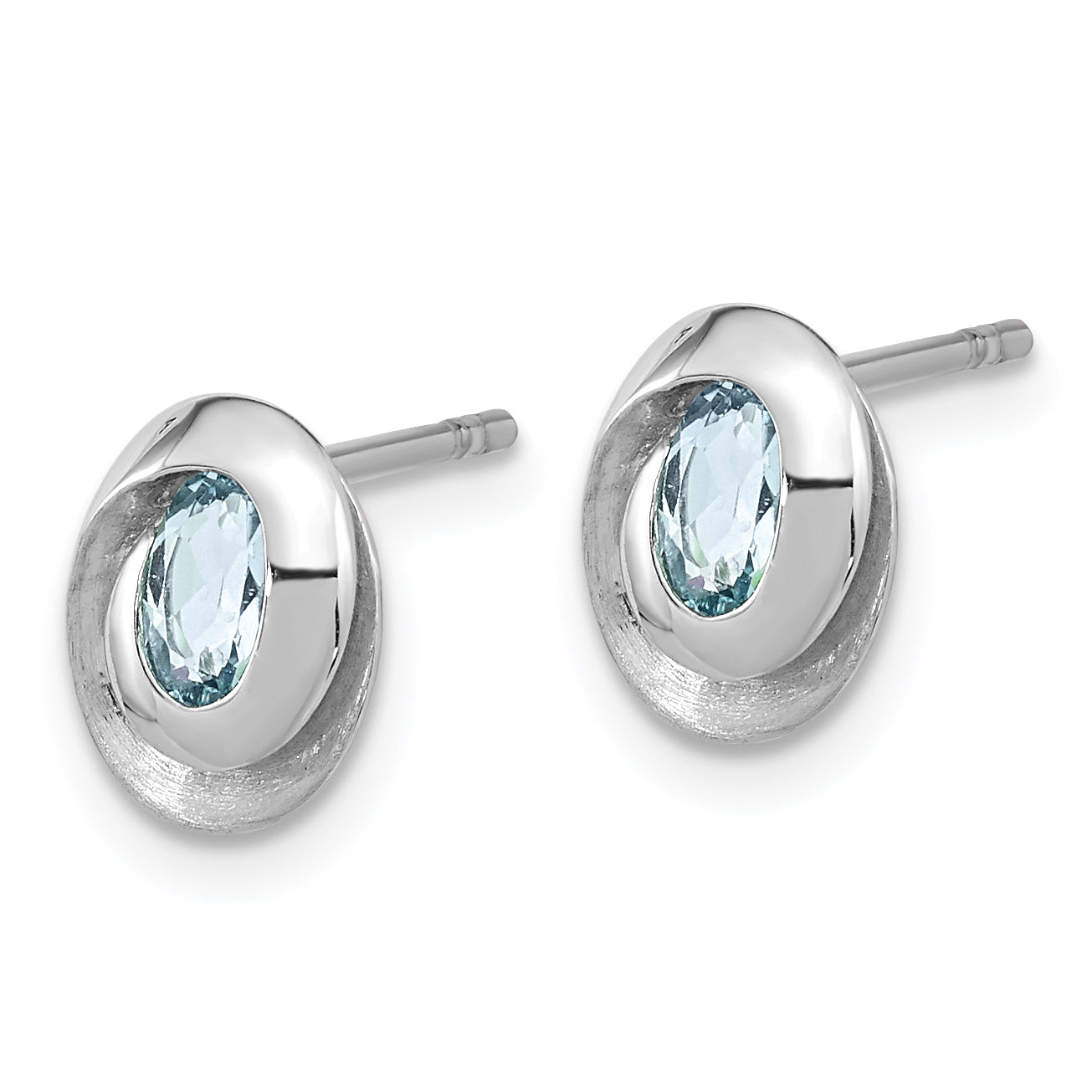 Sterling Silver Rh-plated Sky Blue Topaz Oval Post Earrings Secondary image