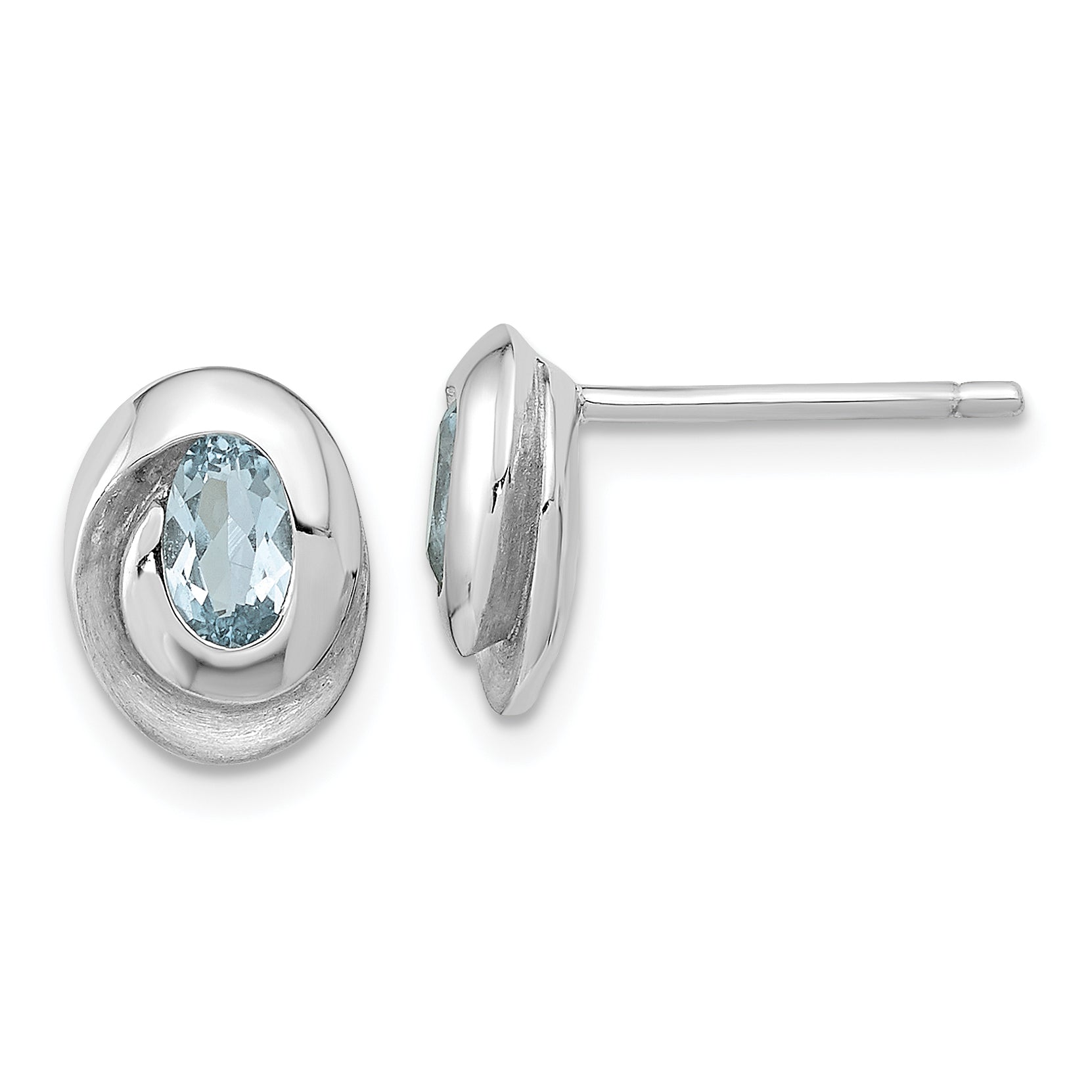 Sterling Silver Rh-plated Sky Blue Topaz Oval Post Earrings Main image
