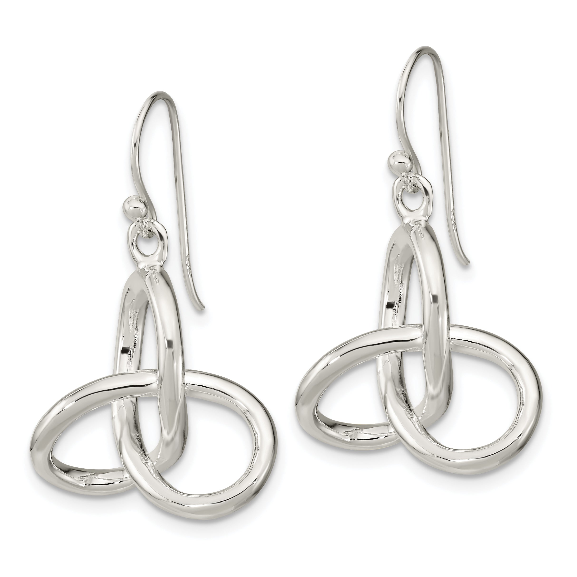 Sterling Silver Polished Knot Dangle Shephard Hook Earrings Secondary image