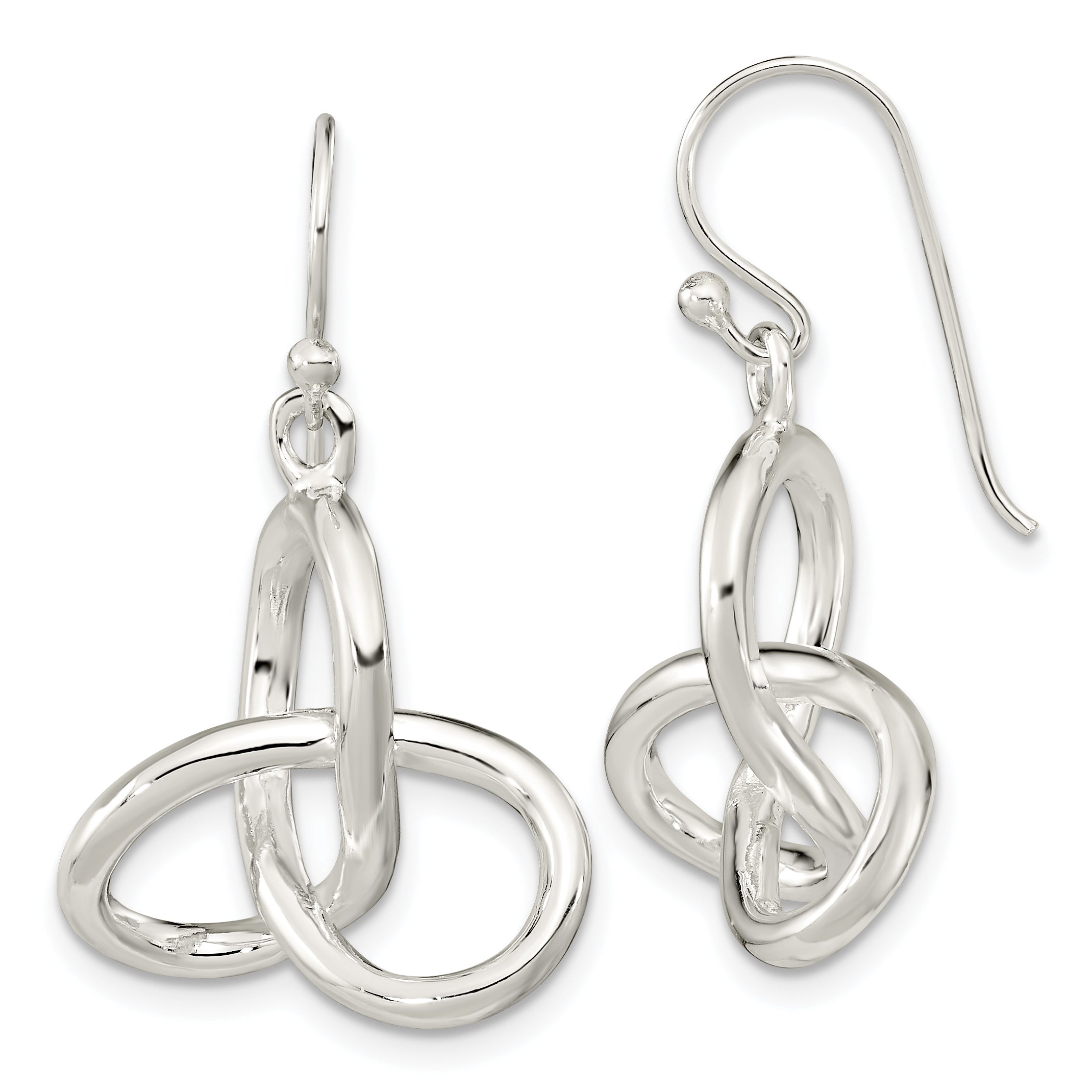 Sterling Silver Polished Knot Dangle Shephard Hook Earrings Main image