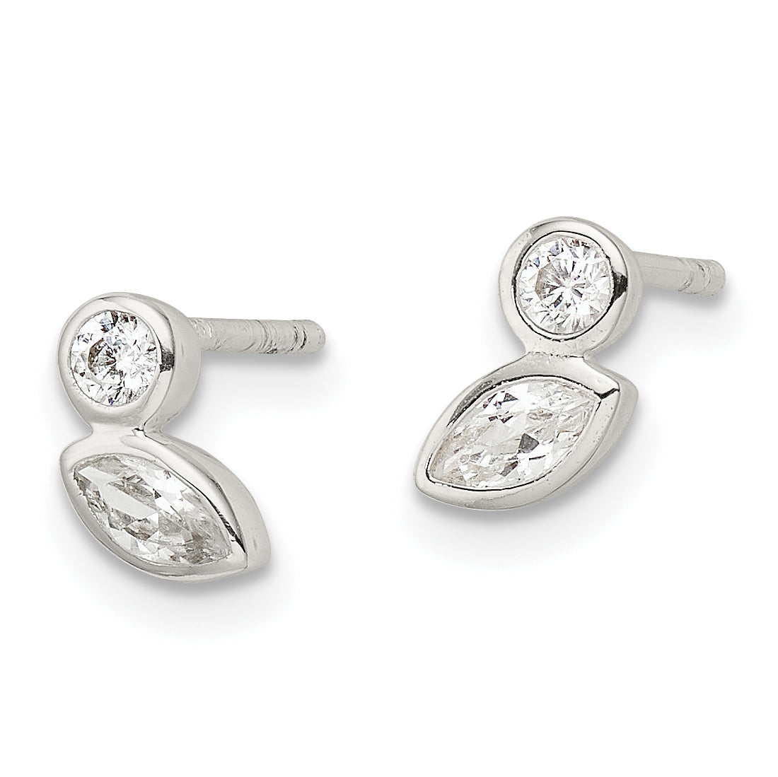 Sterling Silver Polished CZ Post Earrings Secondary image