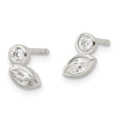Sterling Silver Polished CZ Post Earrings