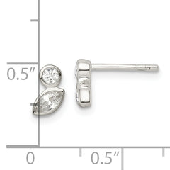 Sterling Silver Polished CZ Post Earrings