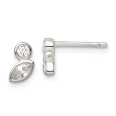 Sterling Silver Polished CZ Post Earrings