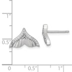 Pure Fire Sterling Silver Rhod-plated CZ Textured Tail Post Earrings