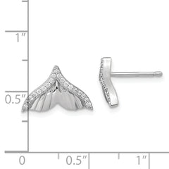 Pure Fire Sterling Silver Rhod-plated CZ Textured Tail Post Earrings