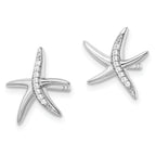 Sterling Silver Rhodium-plated CZ Starfish Post Earrings