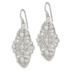 Sterling Silver Polished Fancy CZ Dangle Shephard Hook Earrings