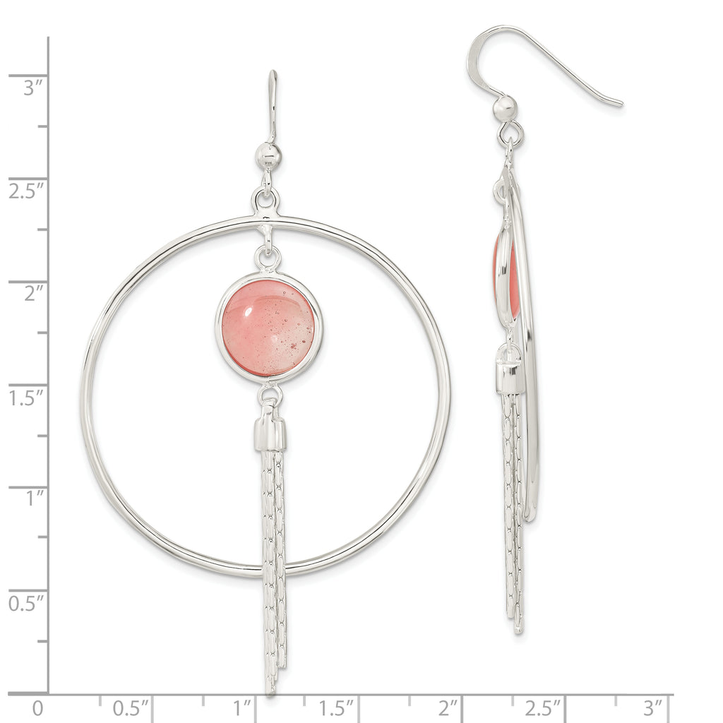 Sterling Silver Polished Dyed Agate Fancy Dangle Earrings