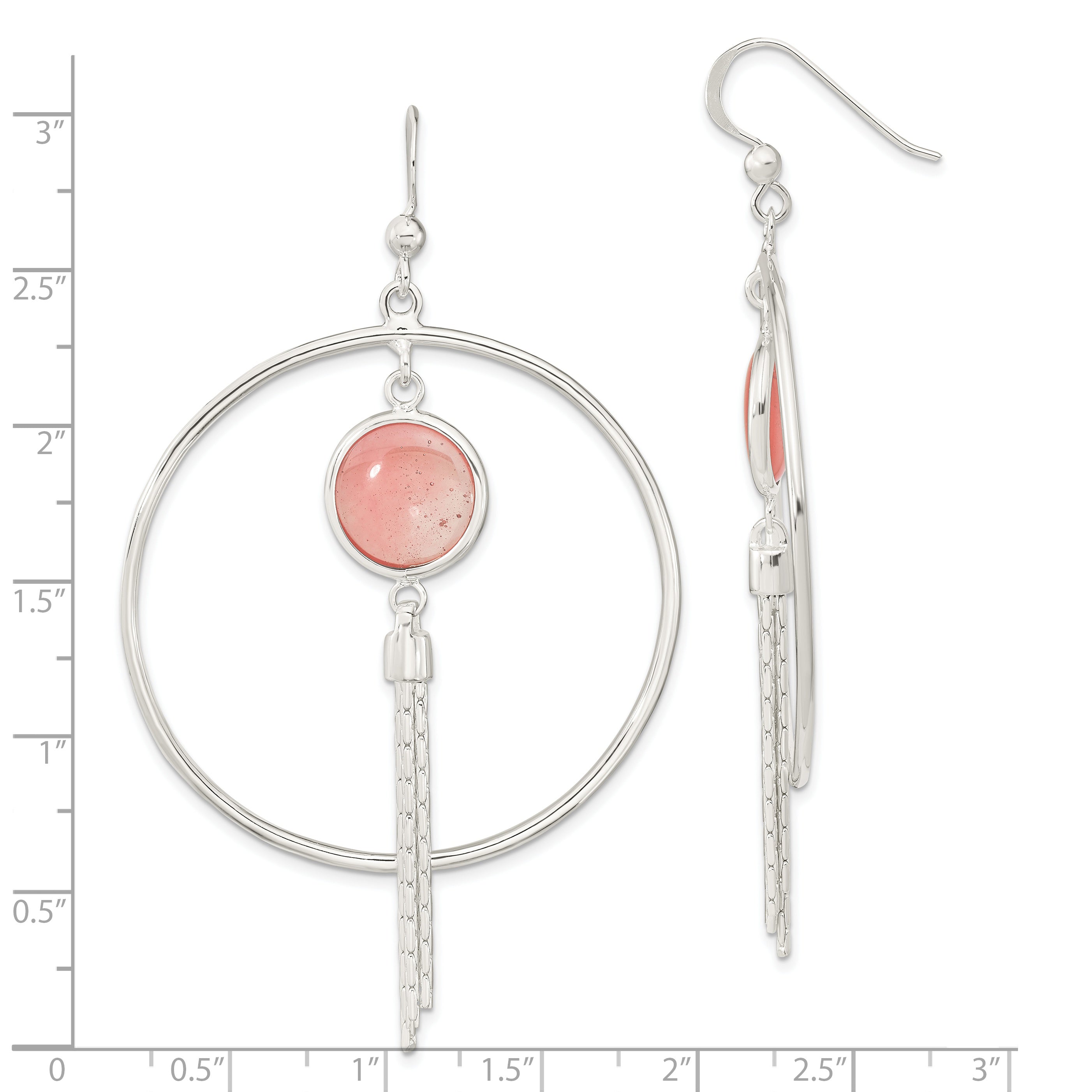 Sterling Silver Polished Dyed Agate Fancy Dangle Earrings