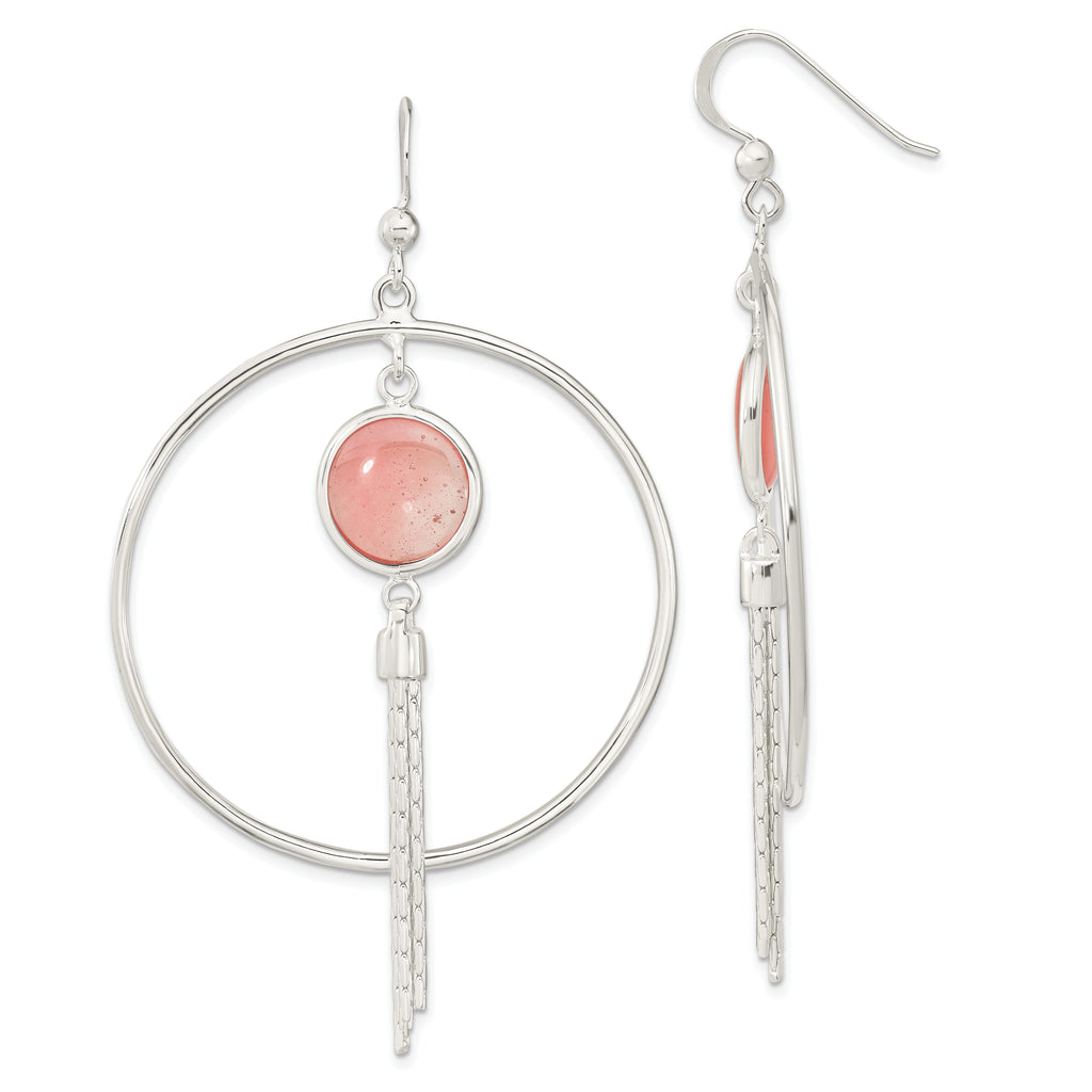 Sterling Silver Polished Dyed Agate Fancy Dangle Earrings