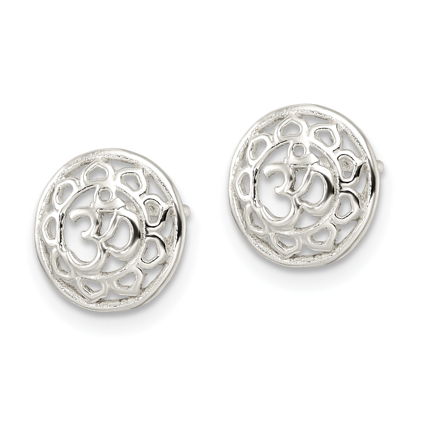 Sterling Silver Filigree Om Spirituality Post Earrings Secondary image