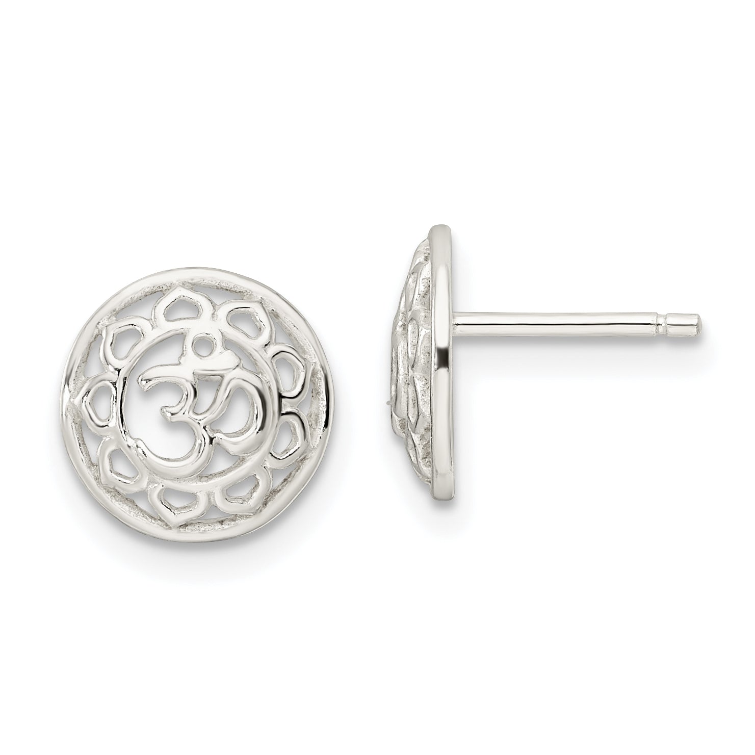 Sterling Silver Filigree Om Spirituality Post Earrings Main image