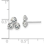 Sterling Silver RH-plated Crystal 3-stone Post Earrings