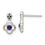 Sterling Silver Polished Purple CZ Flower Post Dangle Earrings