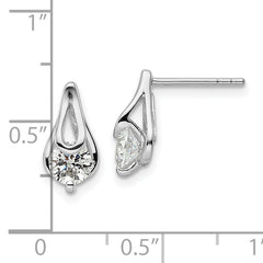 Sterling Silver Rhodium-plated CZ Post Earrings