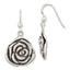 Sterling Silver Polished Antiqued Rose Dangle Earrings