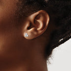 Three-Stone Cubic Zirconia Petite Stud Earrings in Sterling Silver, 5.25mm - Sophia Jewelers