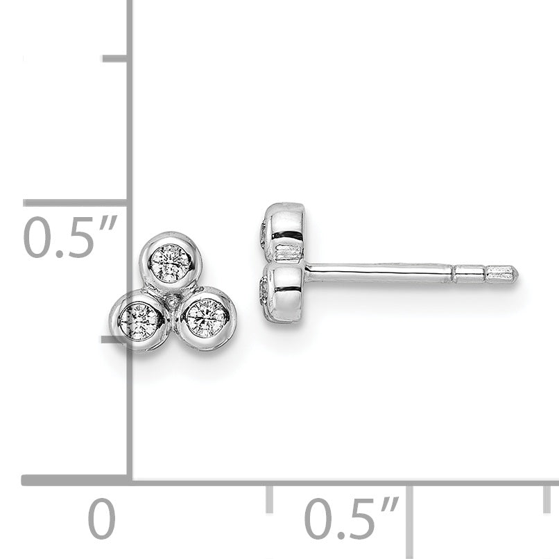 Sterling Silver RH Polished CZ Post Earrings