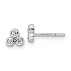Sterling Silver RH Polished CZ Post Earrings