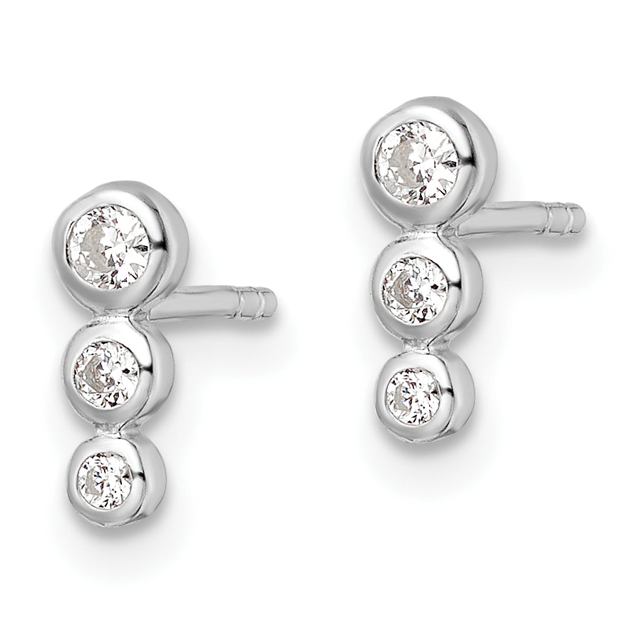 Sterling Silver RH Polished CZ Post Earrings Secondary image
