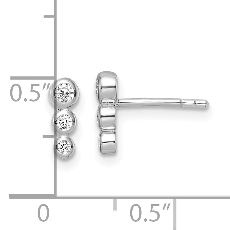 Sterling Silver RH Polished CZ Post Earrings