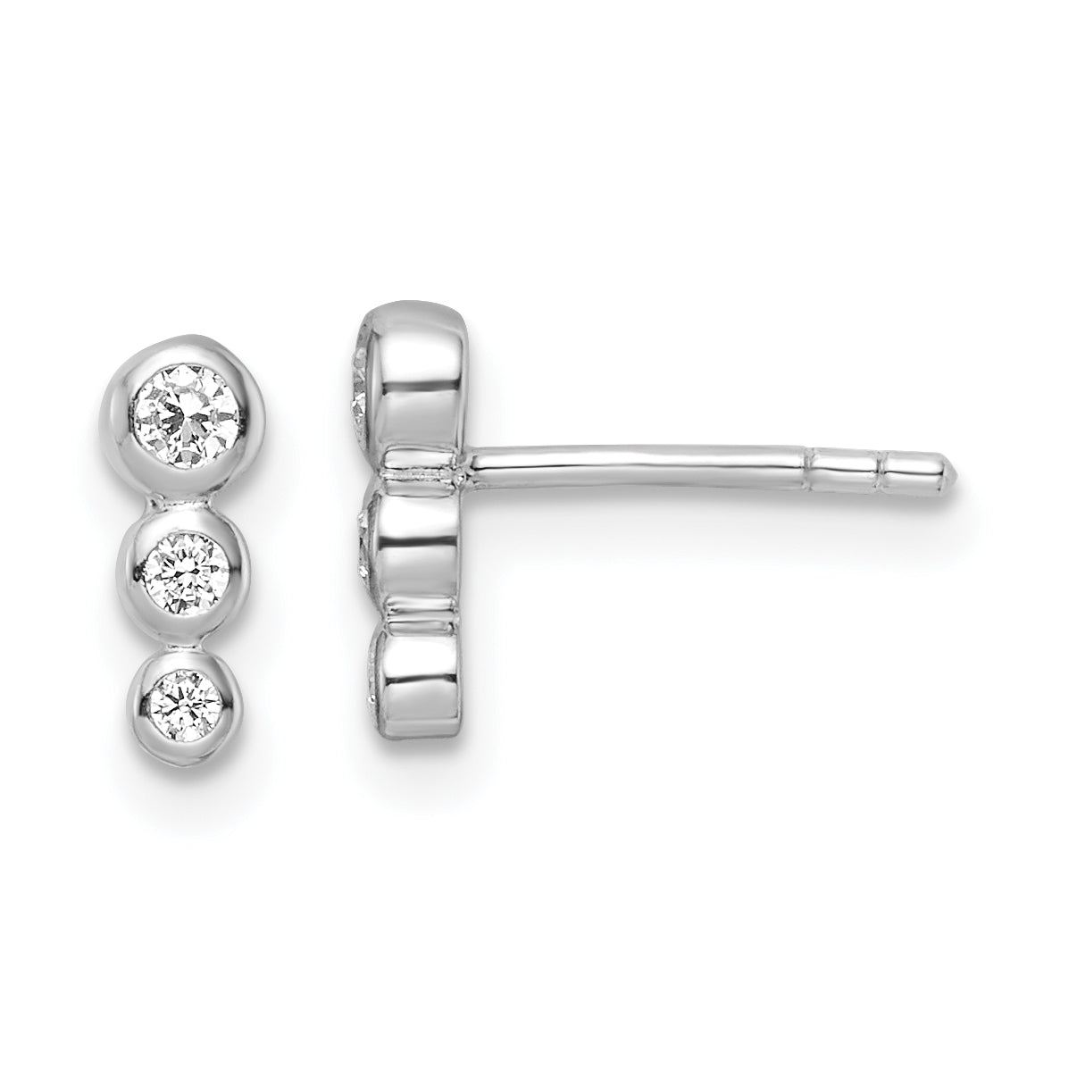 Sterling Silver RH Polished CZ Post Earrings Main image
