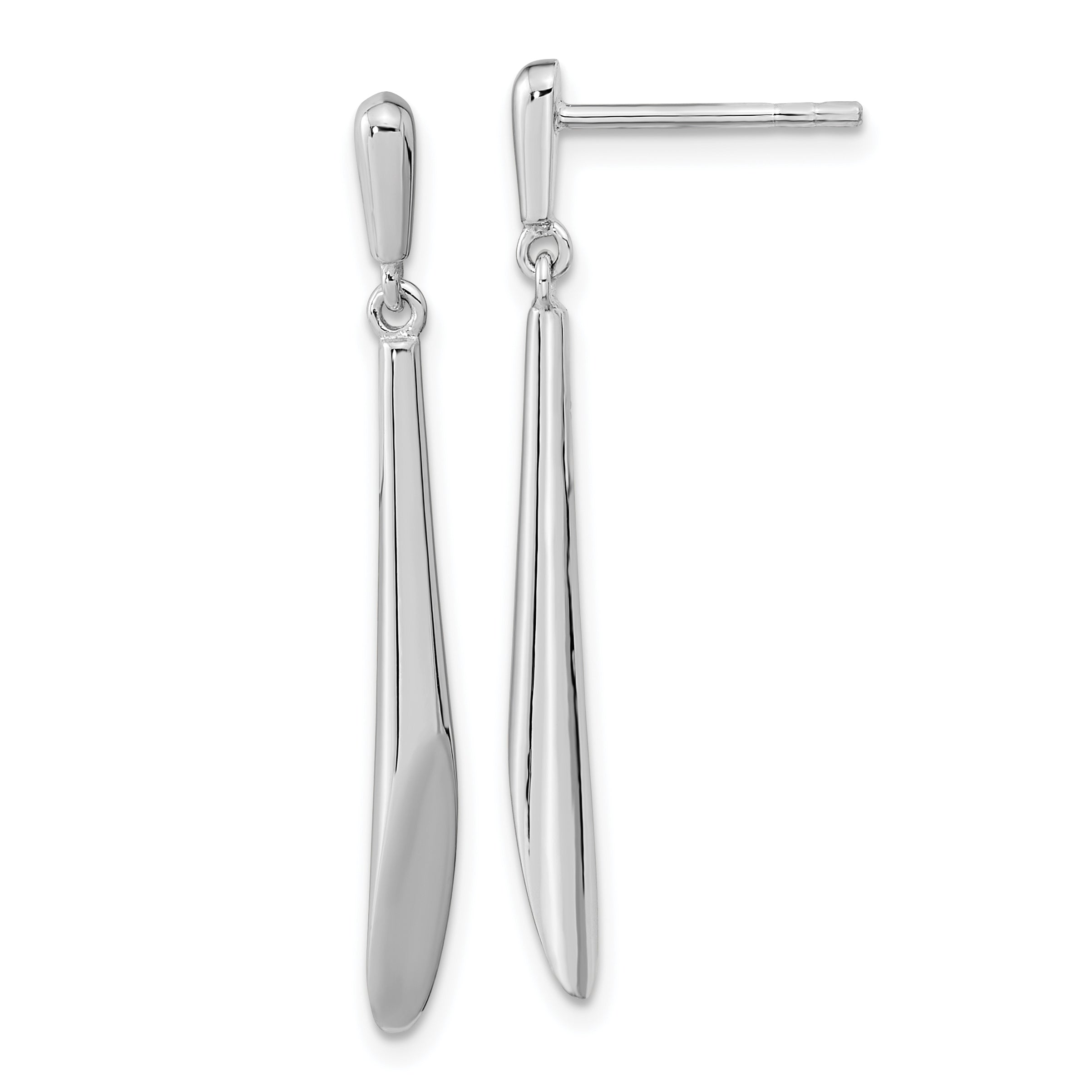 Sterling Silver Rh-plated Polished Bar Dangle Post Earrings Main image