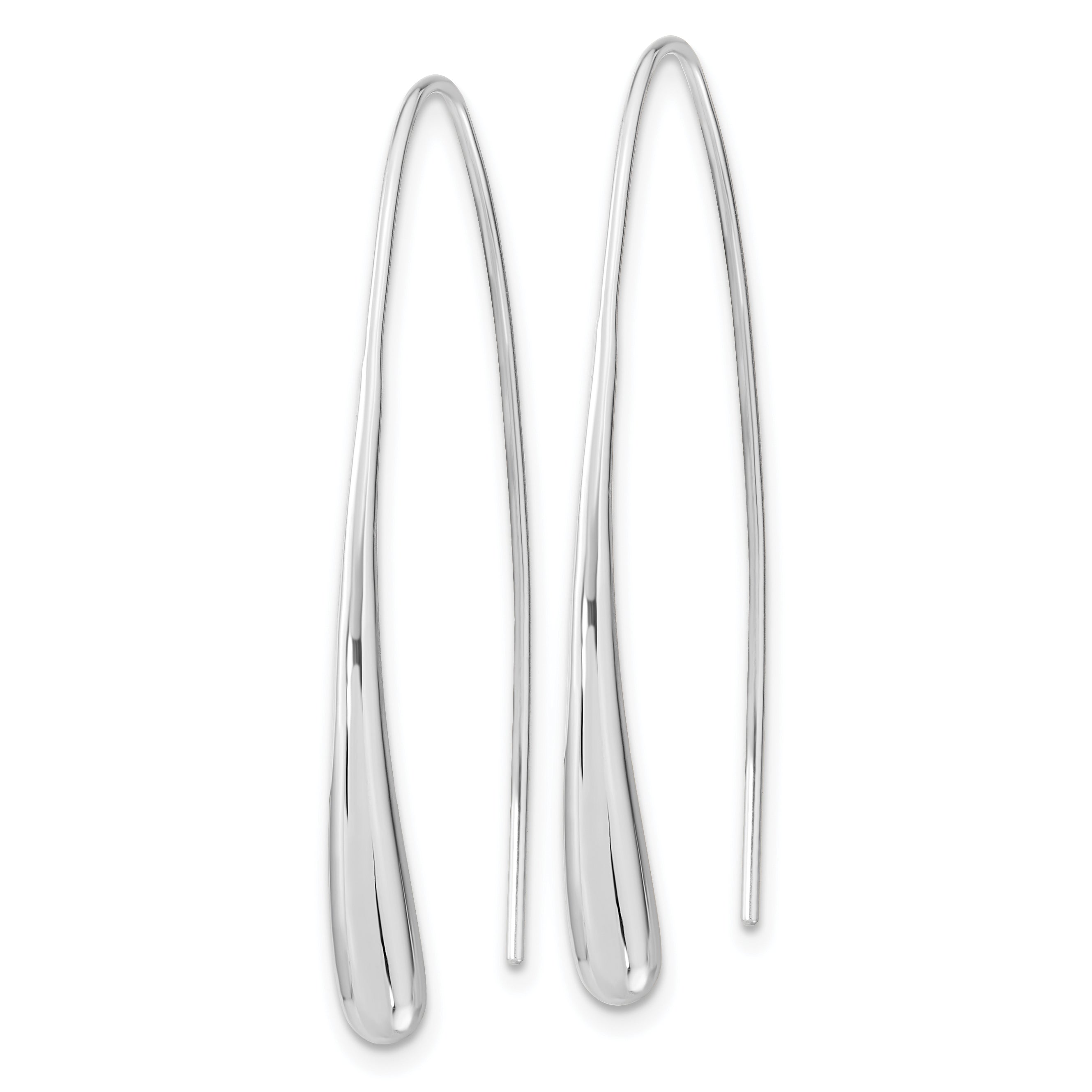 Sterling Silver Rh-Plated Polished Teardrop Threader Secondary image
