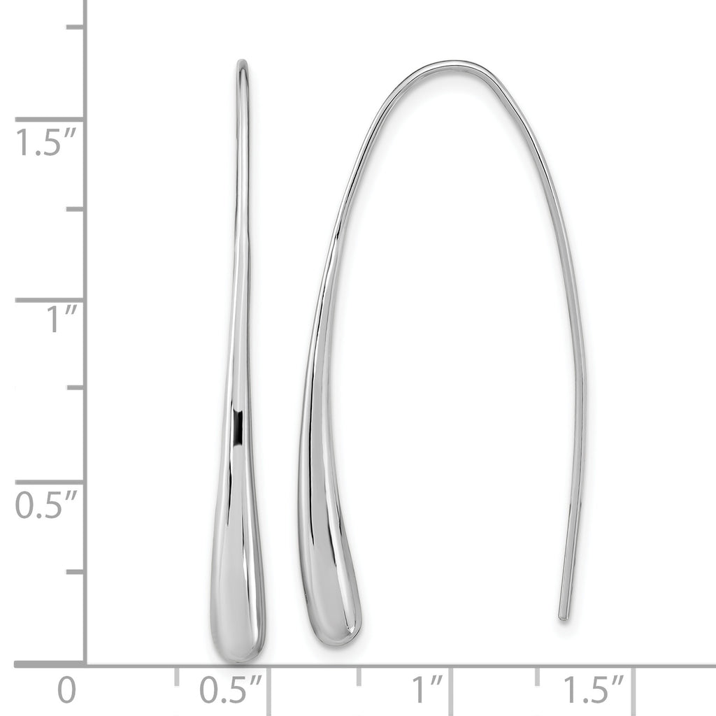 Sterling Silver Rh-Plated Polished Teardrop Threader