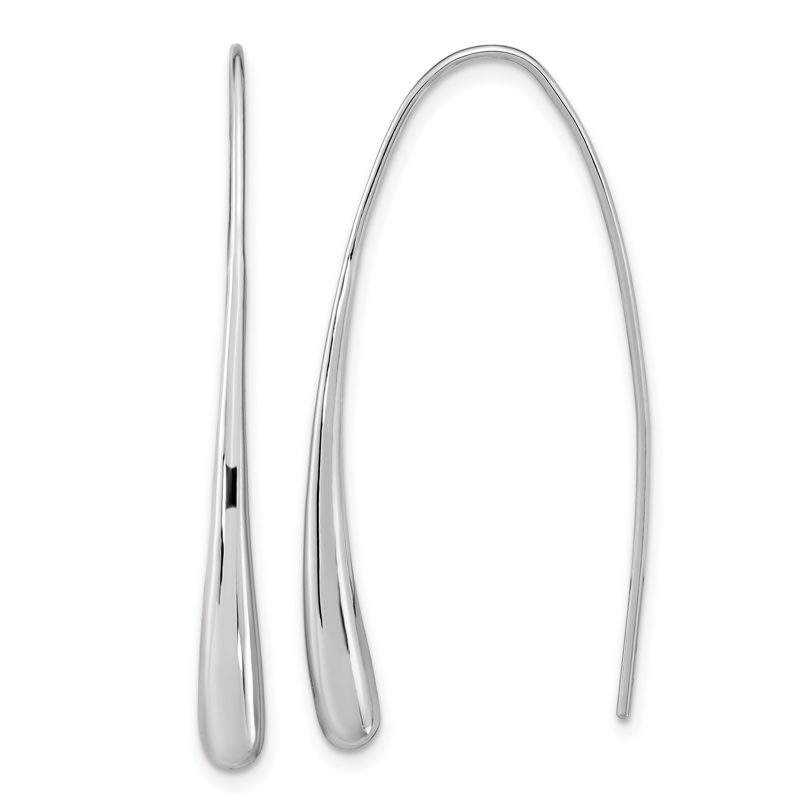 Sterling Silver Rh-Plated Polished Teardrop Threader Main image