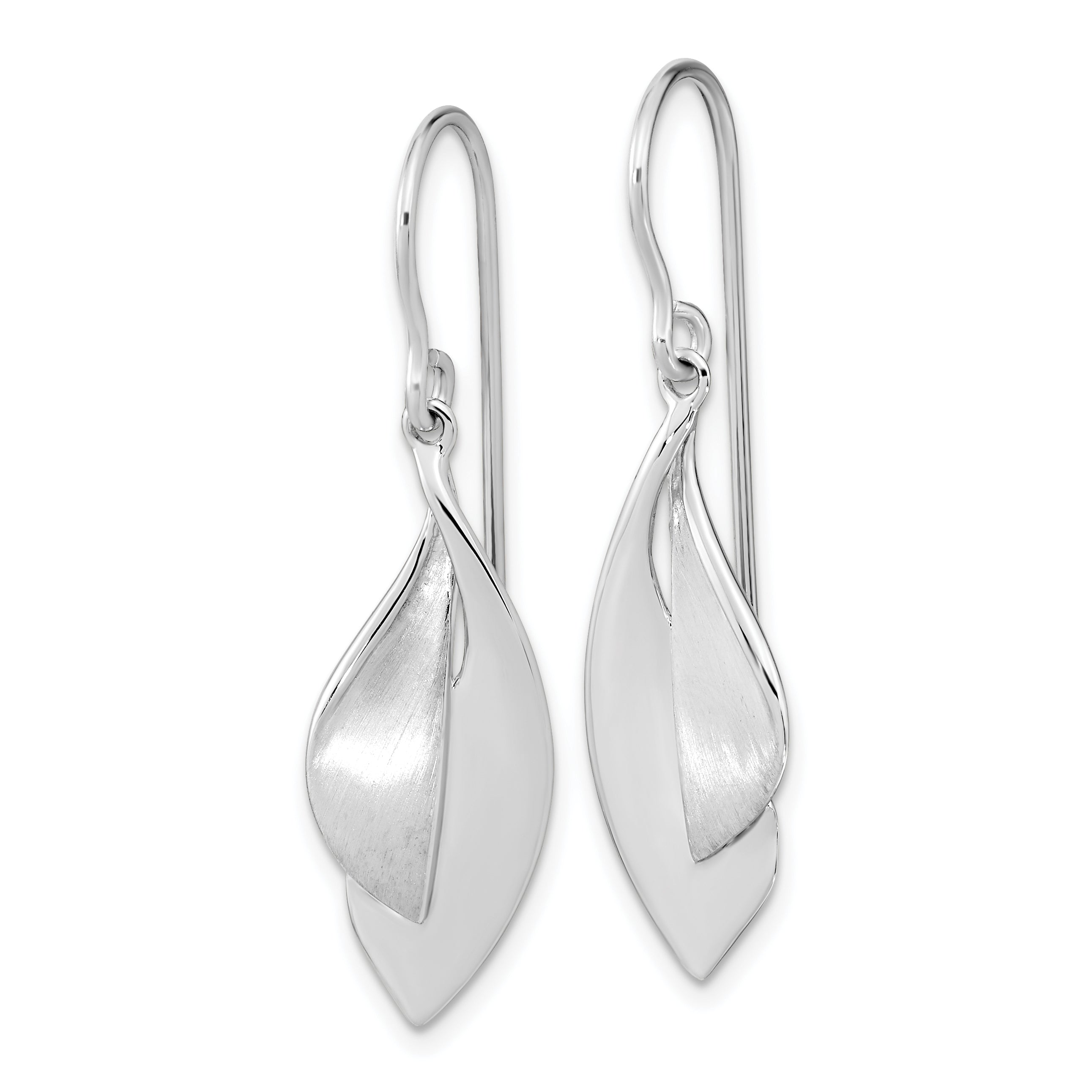 Sterling Silver RH plate Brushed and Polished Dangle Shephard Hook Earrings Secondary image