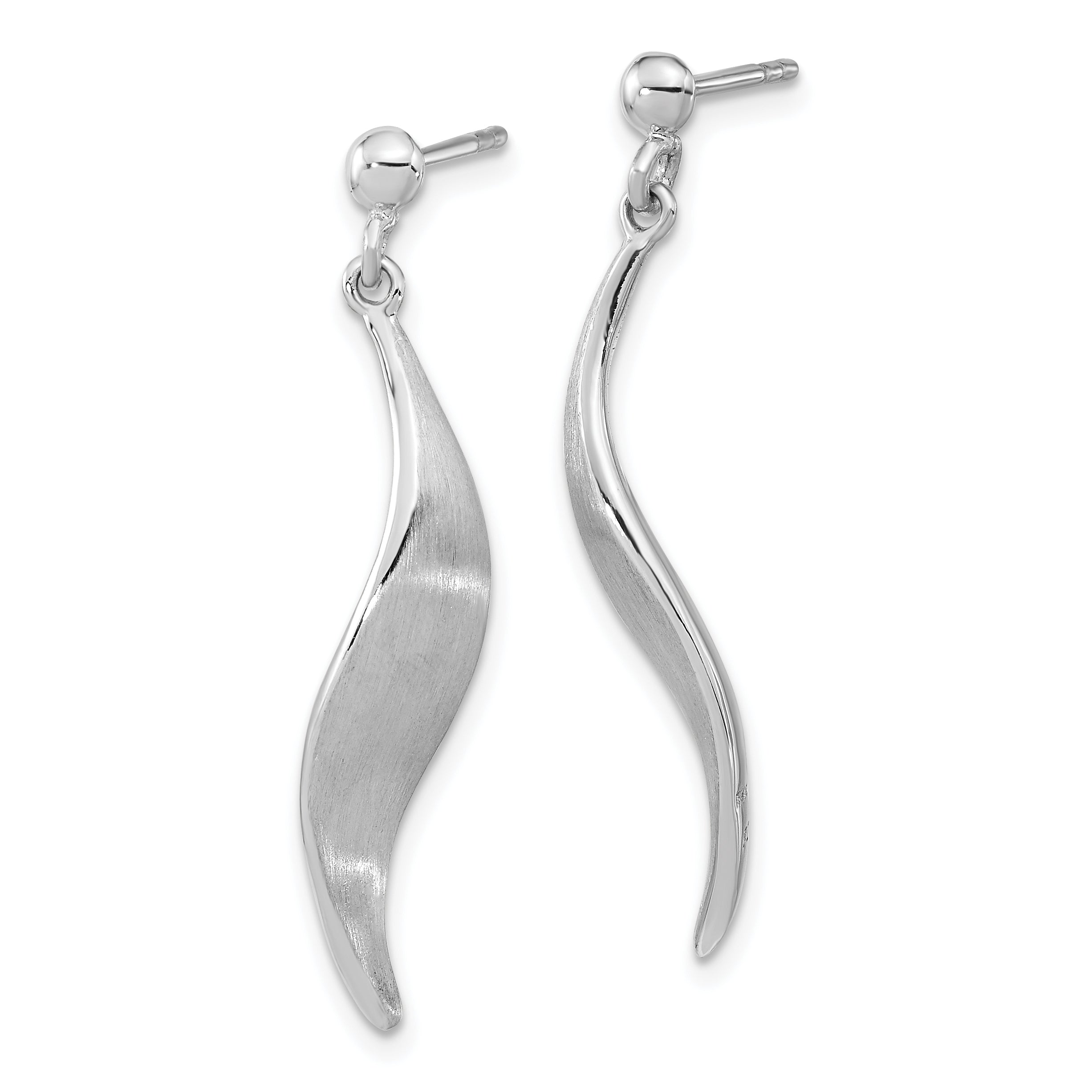 Sterling Silver RH-plated Brushed Dangle Post Earrings Secondary image
