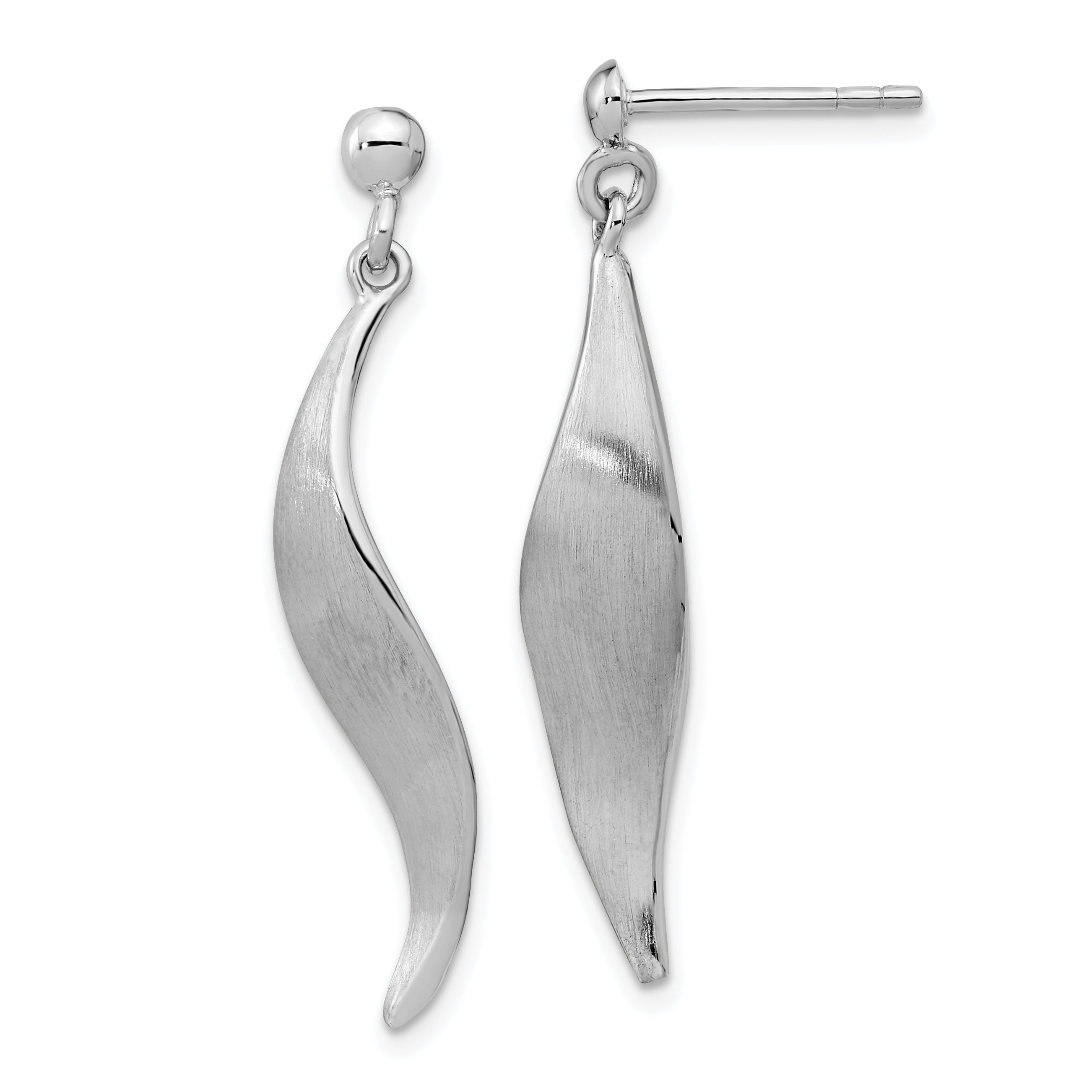 Sterling Silver RH-plated Brushed Dangle Post Earrings Main image
