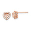 Sterling Silver Rose-tone Polished Pink & White CZ Heart Post Earrings