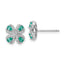 Sterling Silver Rhodium plated Teal & White CZ Post Earrings
