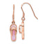 Sterling Silver Rose-tone Pink Created Opal Inlay Flip Flop Dangle Earrings