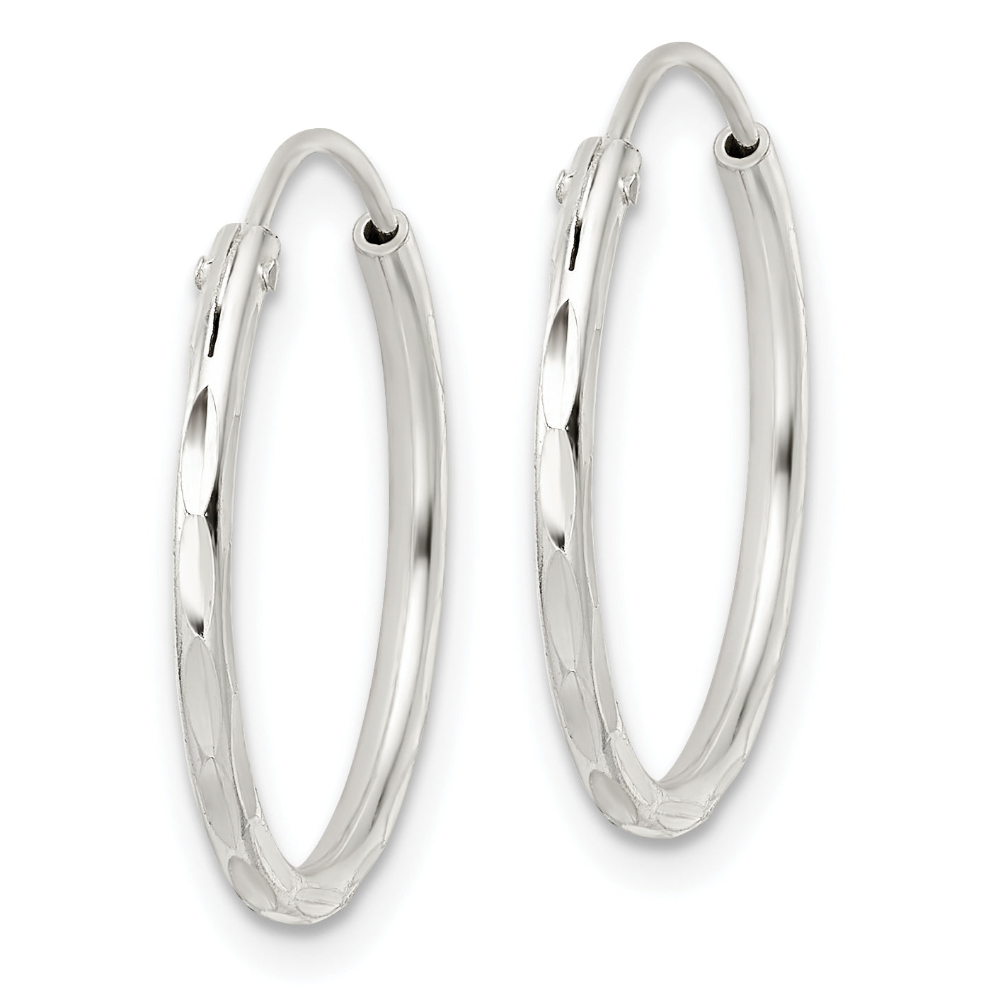 Sterling Silver Polished D/C Endless Hoop Earrings Secondary image
