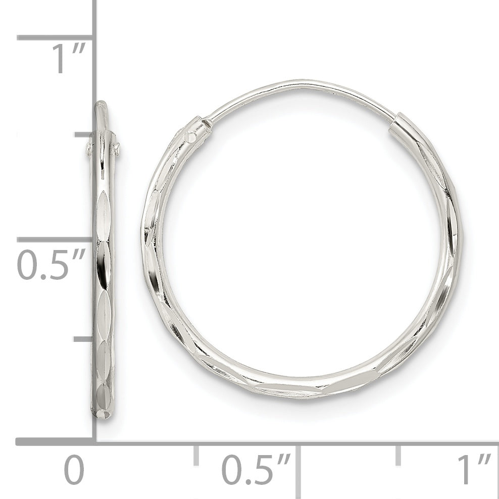 Sterling Silver Polished D/C Endless Hoop Earrings