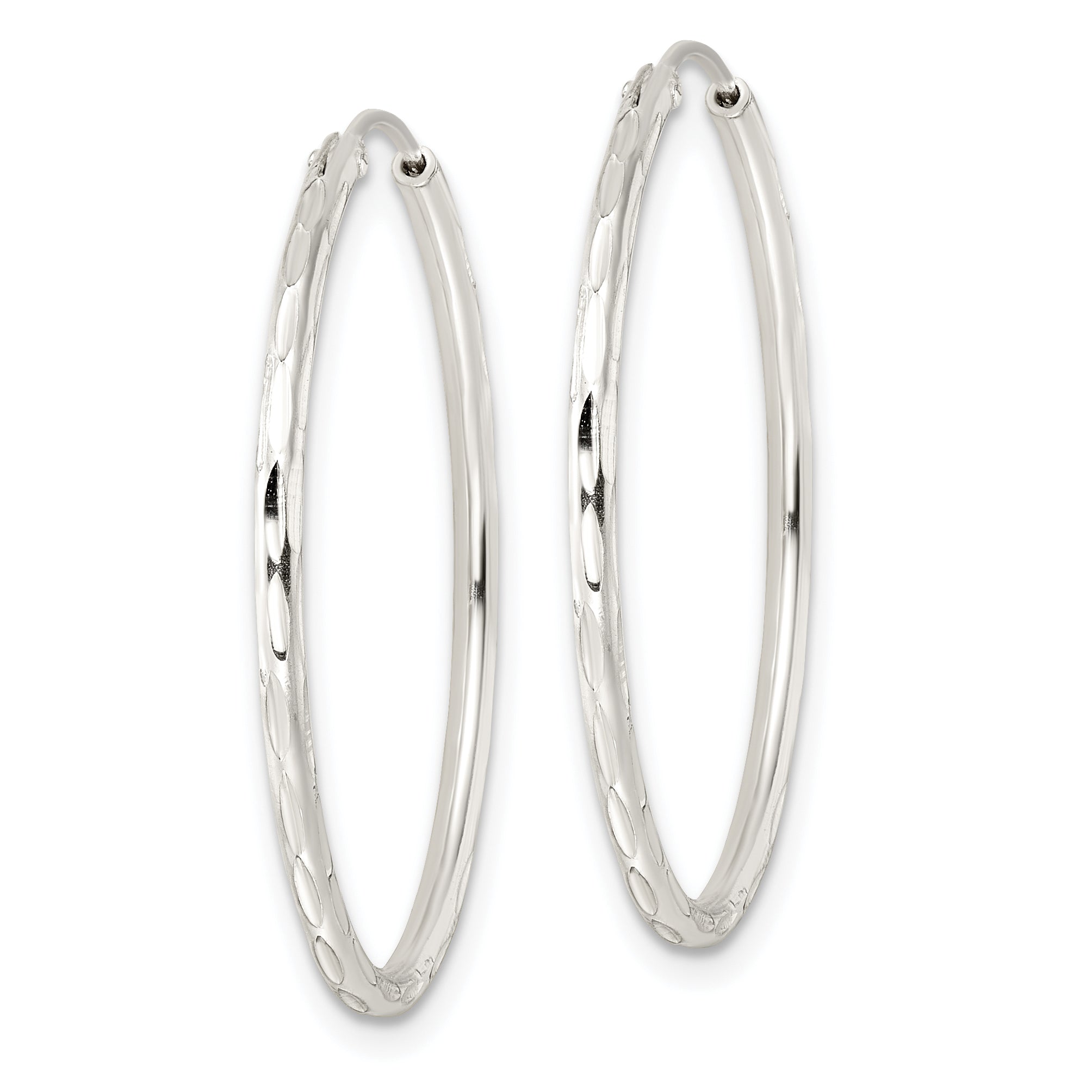 Sterling Silver Diamond-cut 1.5x30mm Endless Tube Hoop Earrings Secondary image