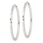 Sterling Silver Diamond-cut 1.5x30mm Endless Tube Hoop Earrings