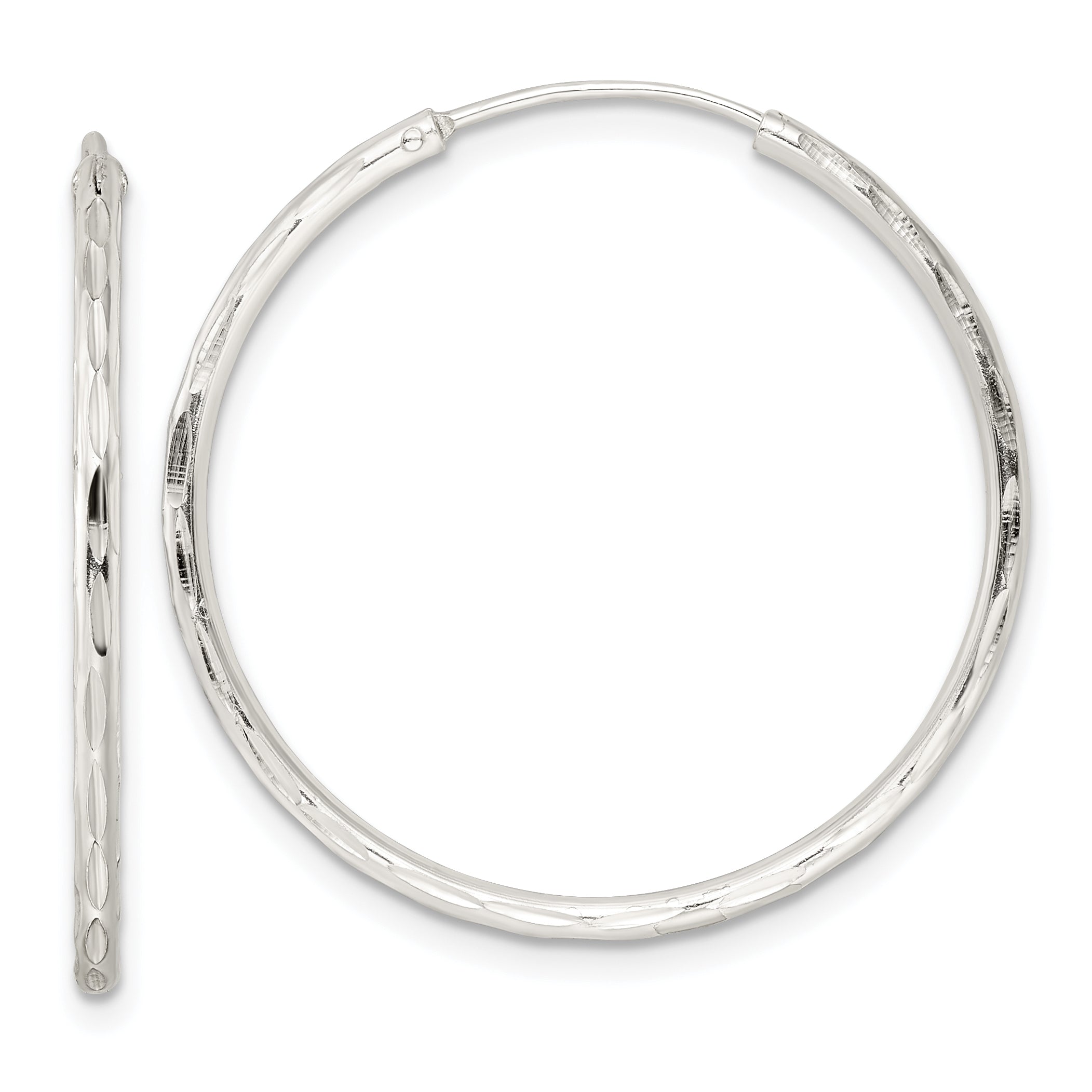 Sterling Silver Diamond-cut 1.5x30mm Endless Tube Hoop Earrings Main image