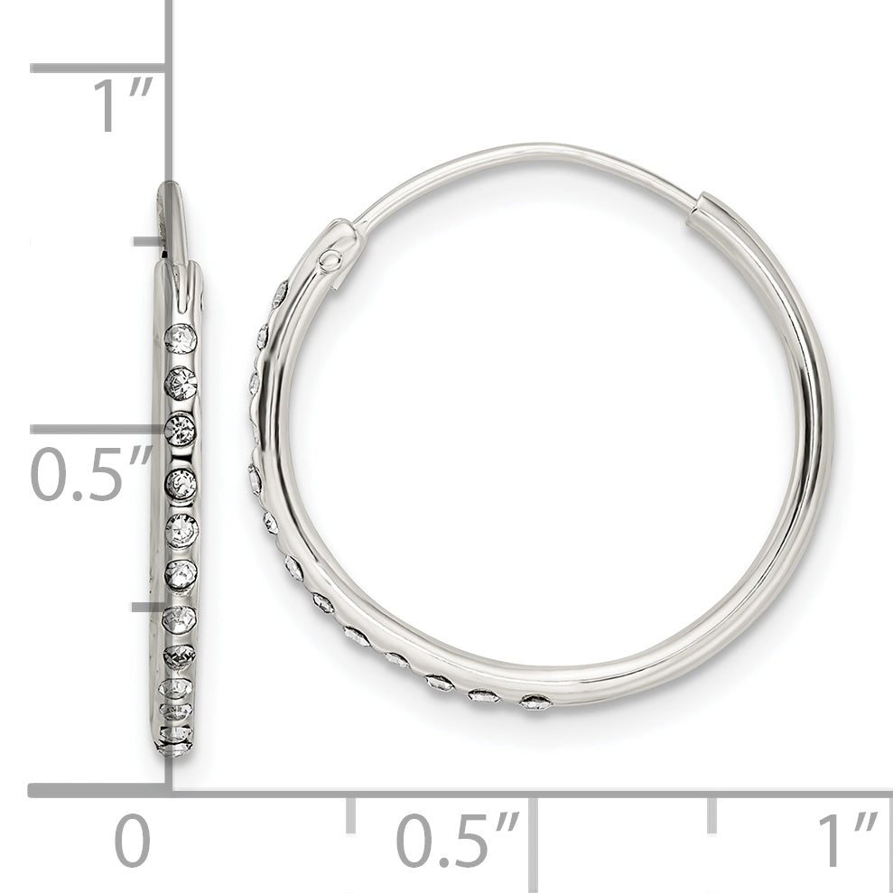 Sterling Silver Crystal Endless Hoop Earrings