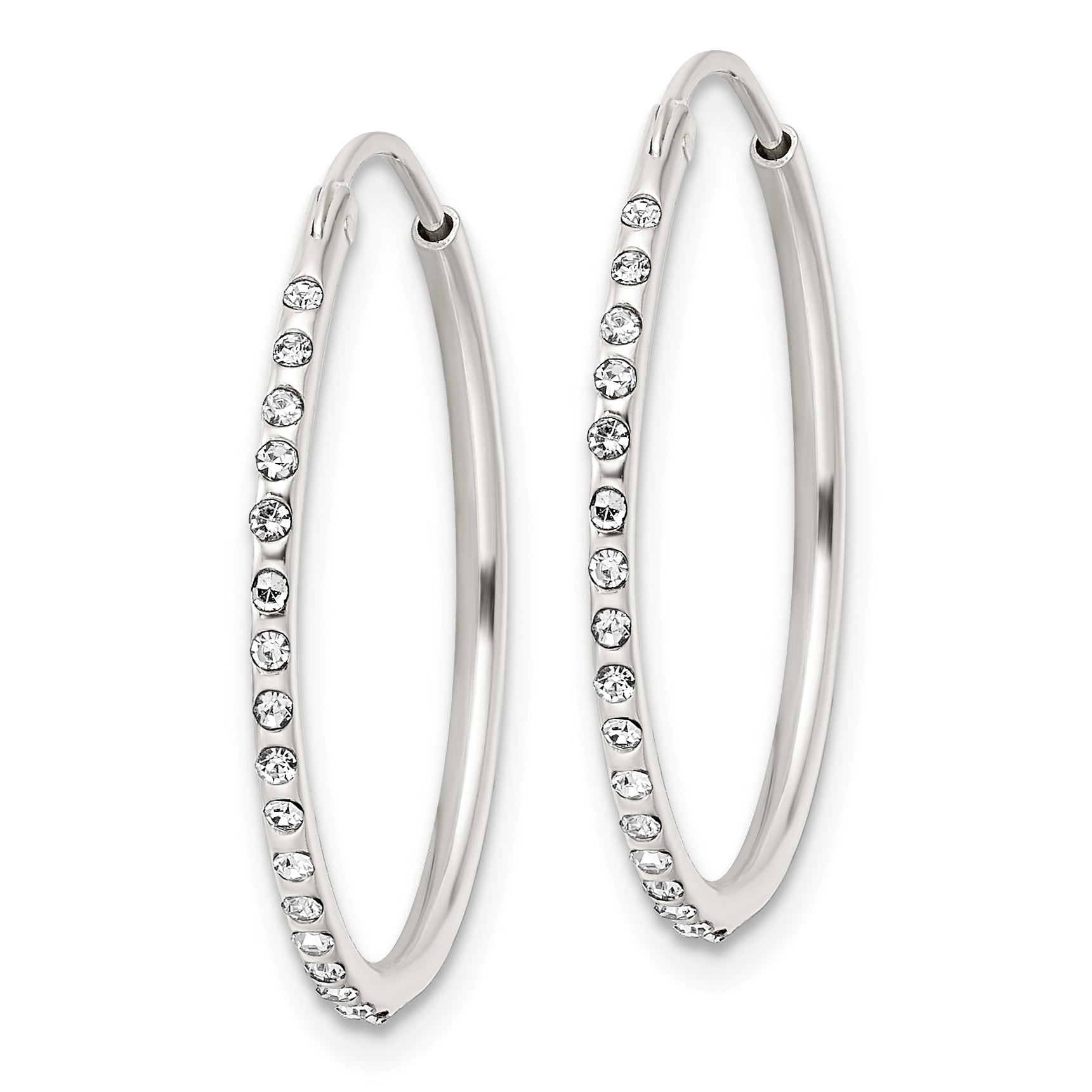Sterling Silver Crystal Endless Hoop Earrings