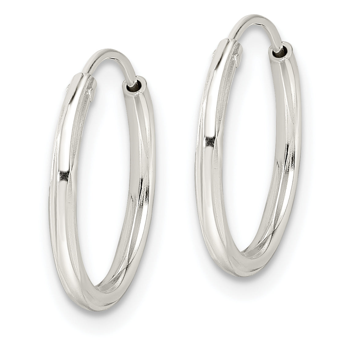Sterling Silver Diamond-cut 1.5x15mm Endless Tube Hoop Earrings Secondary image