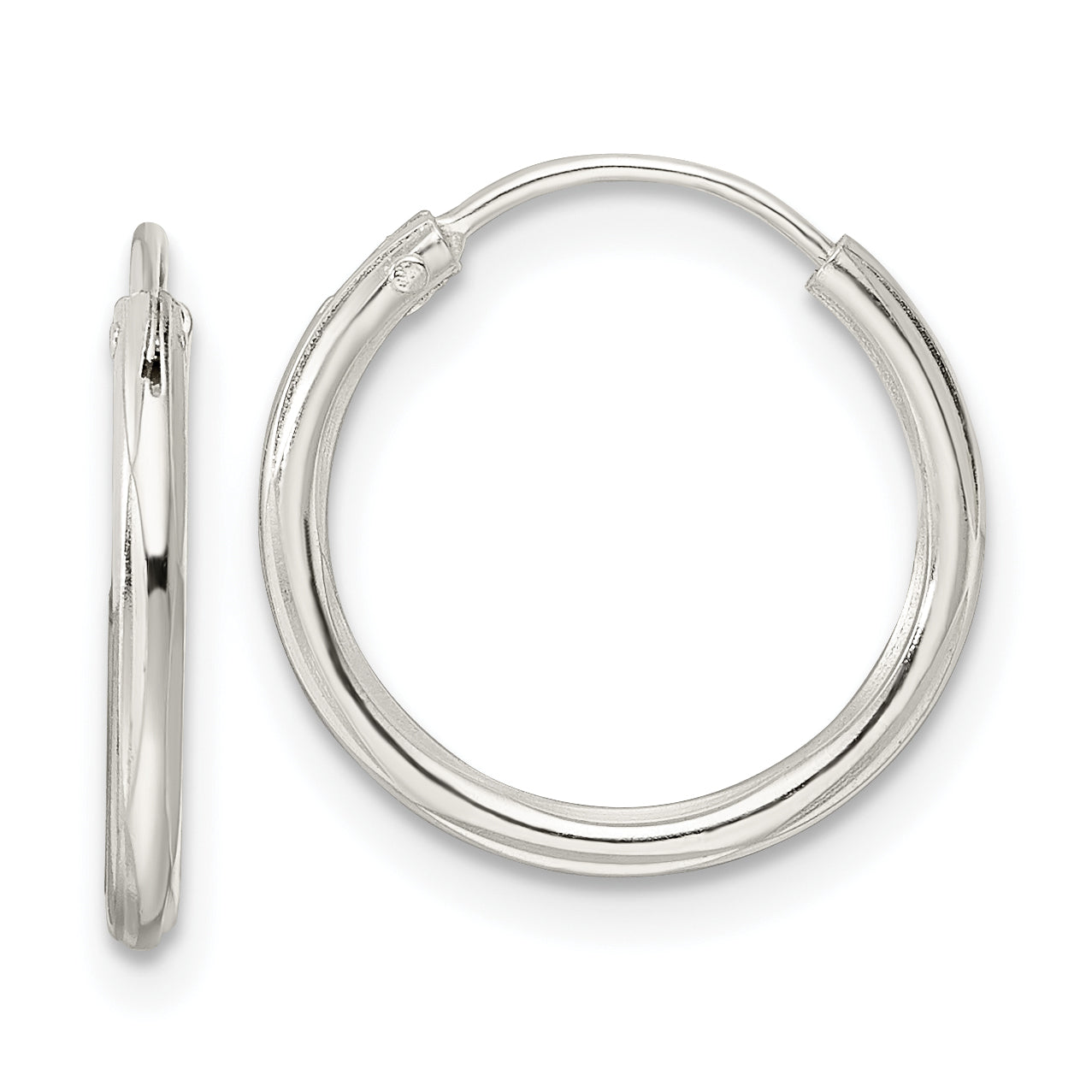 Sterling Silver Diamond-cut 1.5x15mm Endless Tube Hoop Earrings Main image