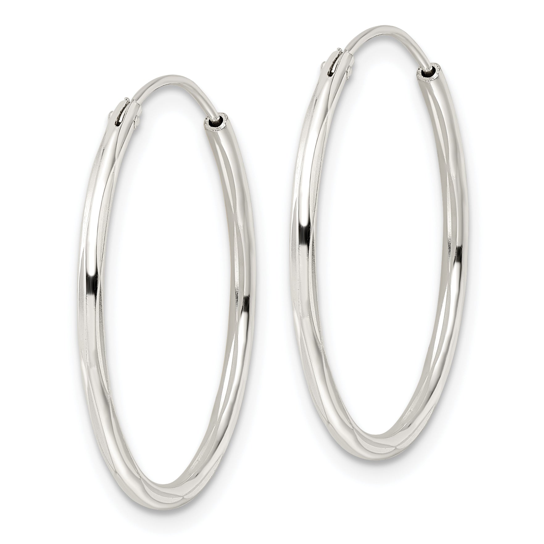 Sterling Silver Diamond-cut 1.5x25mm Endless Tube Hoop Earrings Secondary image